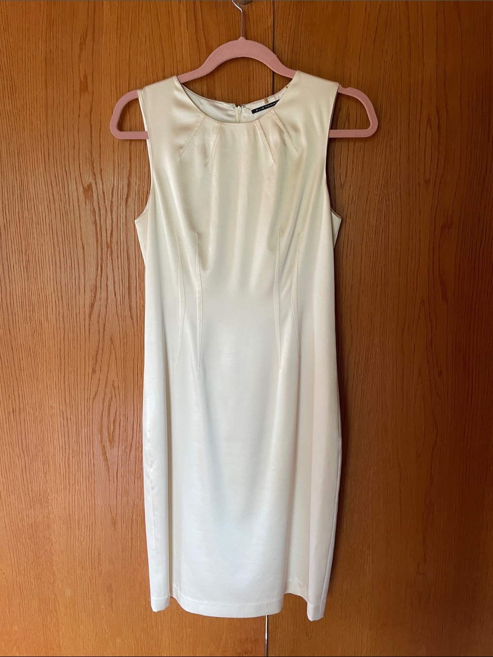 Elie Tahari Ivory Silk Sleeveless Midi Sheath Dress Size 6